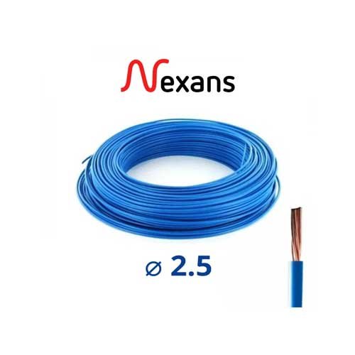Nexans Fil Rigide H07V-U Passeo 1×2.5mm bleu Rouleau de 100m