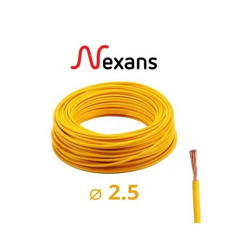 Nexans Fil Rigide H07V-U Passeo 1×2.5mm jaun rouleau de 100m